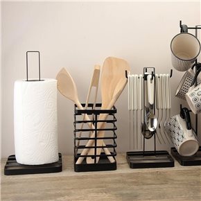 PORTA ROLLO ACERO NEGRO. 15X15X30.5CM