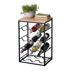 BOTELLERO DE PIE P/12 BOTELLAS 29X28X64CM NAT/NEG