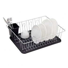 ESCURRIDOR A.CROM BANDEJA/CUB 41X32X12.5CM NEGRO