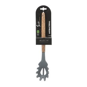 CUCHARA PASTA SILICONA 31CM MANGO ACACIA GRIS