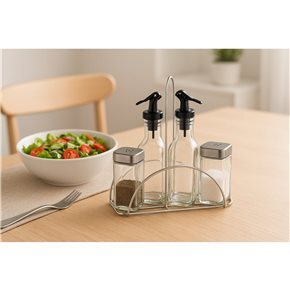 SET ESPECIEROS DE VIDRIO CON SOPORTE METAL, 4 PIEZAS