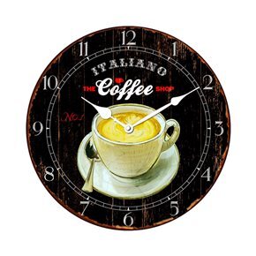RELOJ DE PARED MDF D28.8X3.5CM TAZA ITALIANO COFFEE