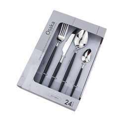 SET 24 PIEZAS CUBIERTO ACERO INOX MANGO NEGRO OSAKA