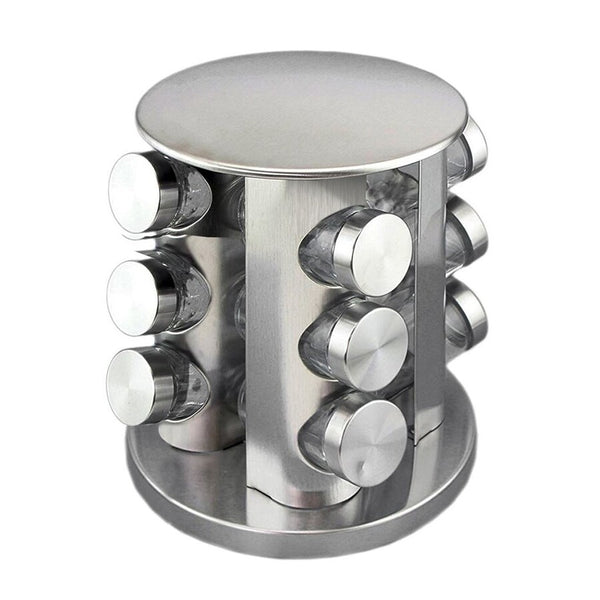 SET 12PCS ESPECIEROS CON SOPORTE ACERO MATE