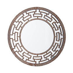 ESPEJO CIRCULAR MARCO C/DISEÑO ETNICO D50CM MADERA