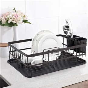 ESCURRIDOR AC. BANDEJA/CUBIERTERA NEGRO. 40X30X14CM