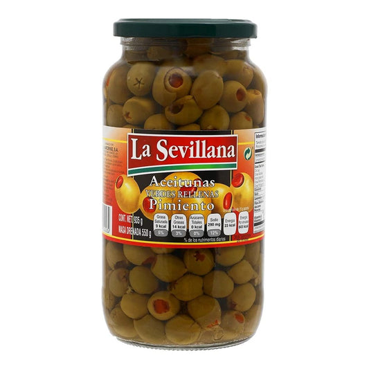 Aceitunas verdes rellenas de pimiento 935 ml - La sevillana