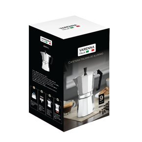 CAFETERA ITALIANA ALUMINIO 450ML 9T PLATA VARENNA