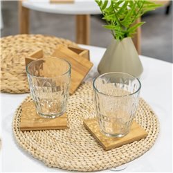 SET 4 POSAVASOS MADERA BAMBOO 10x10x1CM NATURAL