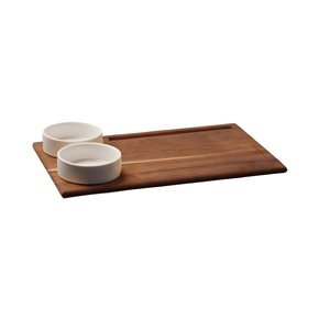TABLA CON 2 RAMEQUINES 30x18x4CM MADERA ACACIA