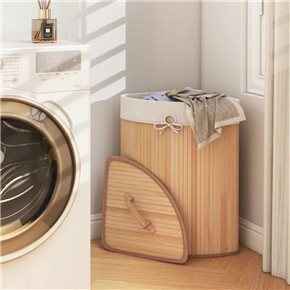 CESTO PLEGABLE ESQUINERO 35X35X60CMS BAMBÚ NAT