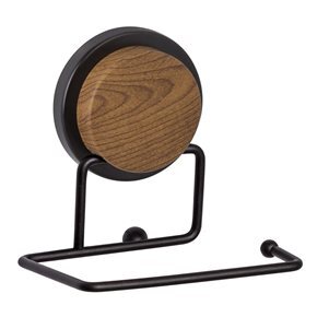 SOPORTE PAPEL HIGIENICO 12XH11CM NEGRO C/MADERA