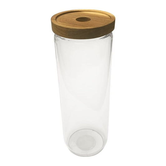 RECIPIENTE BOROSILICATO 1250ML TAPA MADERA ACACIA D9XH25CM