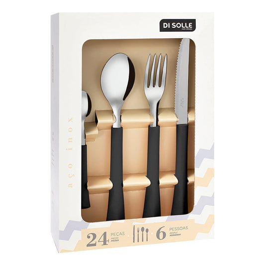 SET 24PZAS AC.INOX. MANGO NEGRO INOVA DI SOLLE
