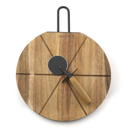 SET TABLA MADERA + CORTADOR PIZZA D31x1.5CM