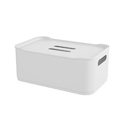 CANASTO C/TAPA PLASTICO RECT 30.5x19x12CM NATURAL