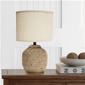 LAMPARA PORCELANA SISAL D20x32CM CAMEL/BLANCO