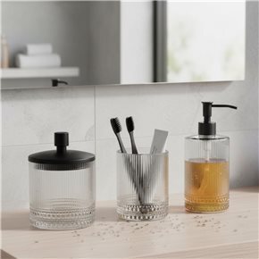 DISPEN. JABON VIDRIO D7.5x19.5CM CLAVO ACANALADO