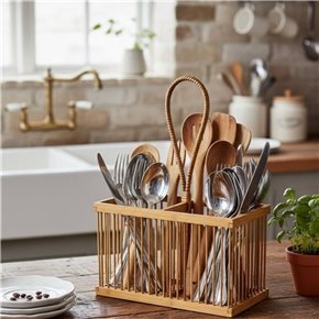 ORGANIZADOR RECTANGULAR C/ASA 20x10xH12/27CMS BAMBU