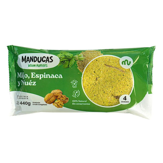 Hamburguesas mijo, espinaca y nuez x4 - Manducas