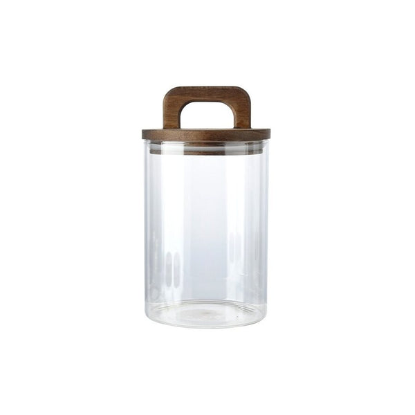 RECIPIENTE BORO 800ML TAPA MADERA ACACIA D10XH17.3CM