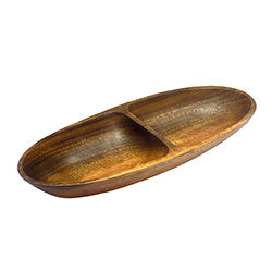 COPETINERO OVAL 2 DIVISIONES MADERA 32X12X4CM