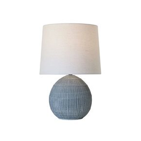 LAMPARA DE MESA CERAMICA D34x51CM LINEAS AZUL