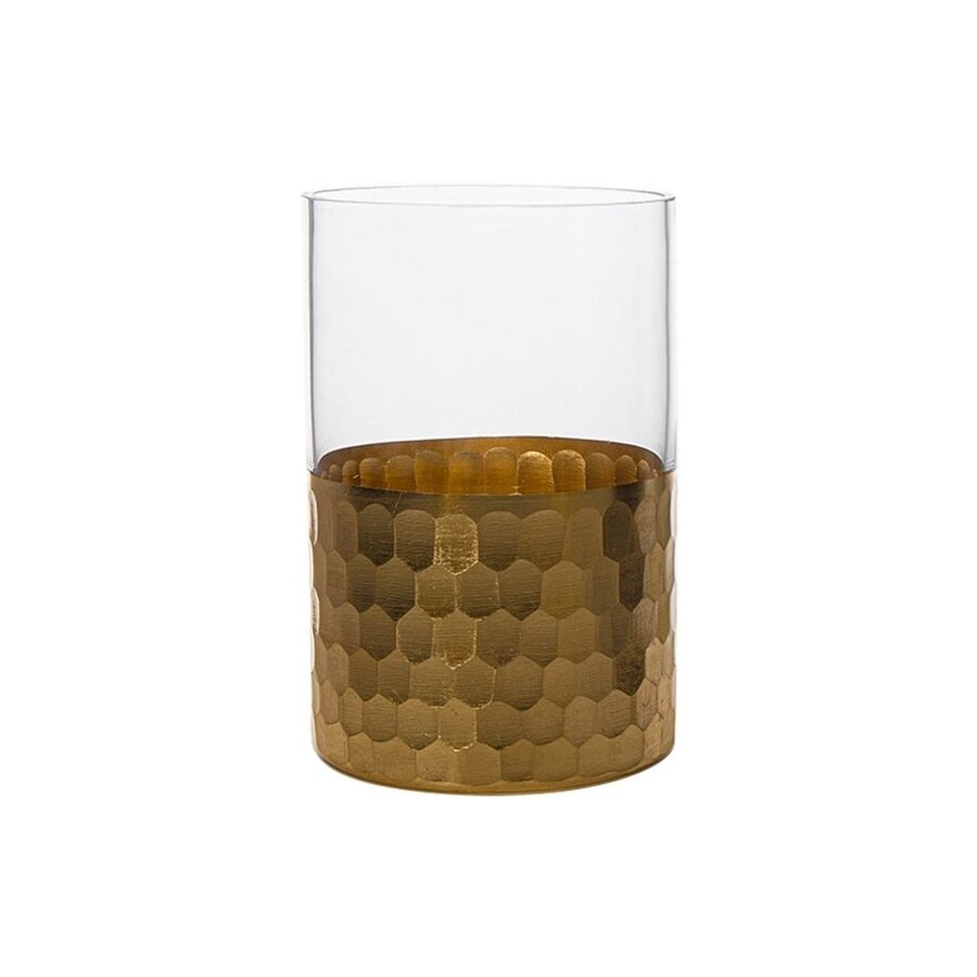 FLORERO VIDRIO TRANS. D10x15CM DORADO