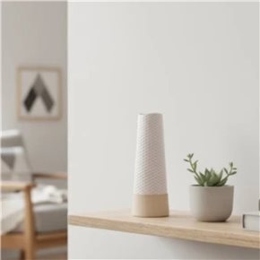 FLORERO LARGO DE RED D6x16CM CERAM BLANCO/NATURAL
