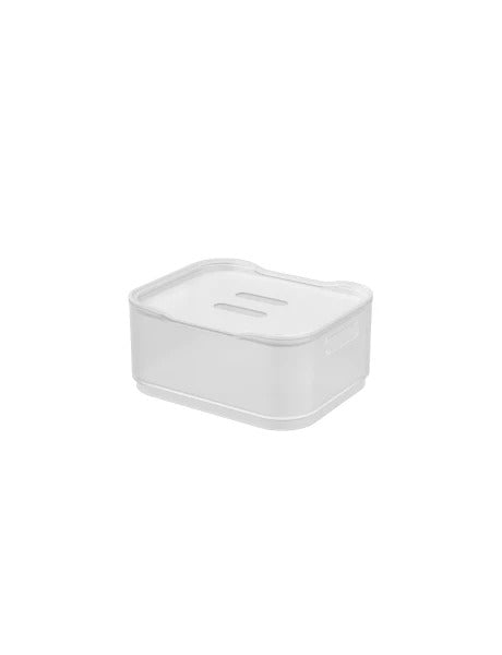 CANASTO C/TAPA PLASTICO RECT 18.5x15x8CM NATURAL