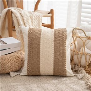 ALMOHADON CON TEJIDO 45x45CM NATURAL/BLANCO