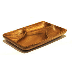 COPETINERO RECT. 3DIV IRREG MADERA 30.5X20X4CM