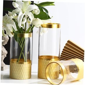 FLORERO VIDRIO TRANS. D12.5x19.5CM DORADO