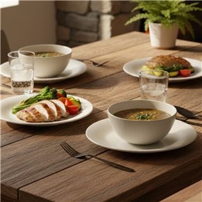 PLATO DE MESA D27CM RAYITAS NATURAL