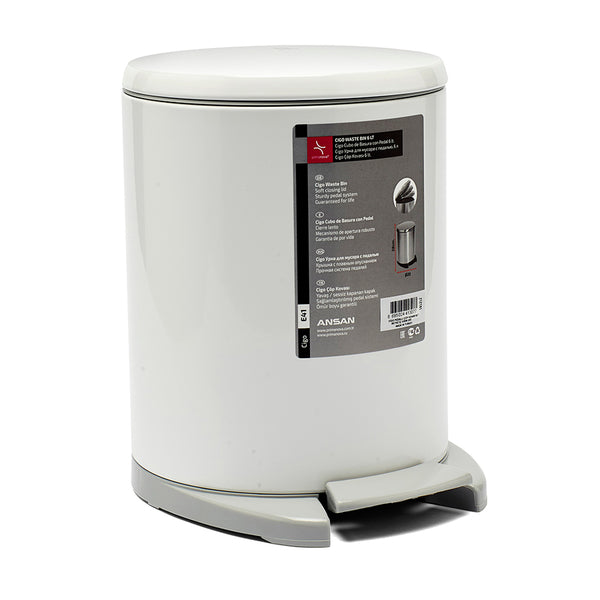 PAPELERA CIGO ACERO 6L D20X28CM BLANCO MATE
