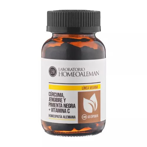 Curcuma, jengibre y pimienta negra + vit C - 60 Capsulas