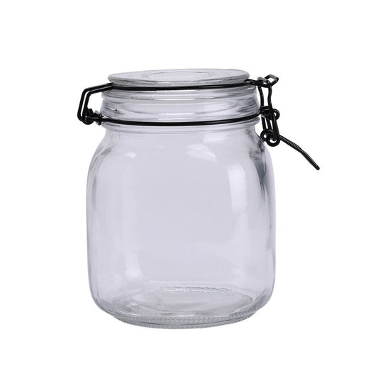 RECIPIENTE VIDRIO HERM D11CM/1.0L TAPA BROCHE NEGRO