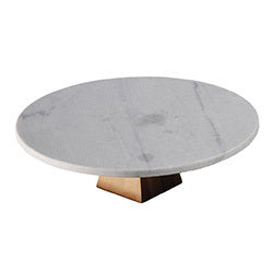PLATO CON PIE MARMOL/BAMBOO D20x7CM BLANCO/NATURAL