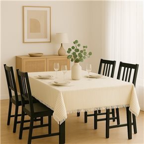 MANTEL ALGODÓN DESFLECADO 140X180CM RAYAS BEIGE