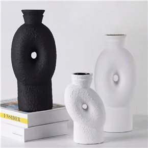 FLORERO CERAMICA 12x8.5x20CM NEGRO