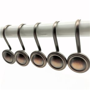 SET 12 GANCHOS PARA CORTINA ACERO INOX. BOTON