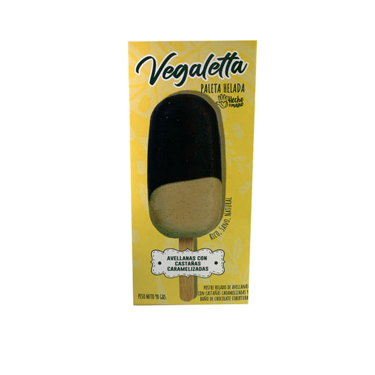 Paleta helada avellanas con castañas caramel. -Vegaletta