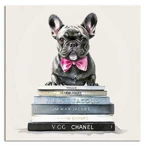 CUADRO CANVAS 40x40cm PERRO BULLDOG NEGRO 2