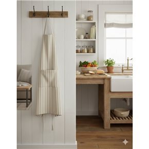 DELANTAL ALGODÓN PESPUNTES 60X85CM RAYAS BEIGE