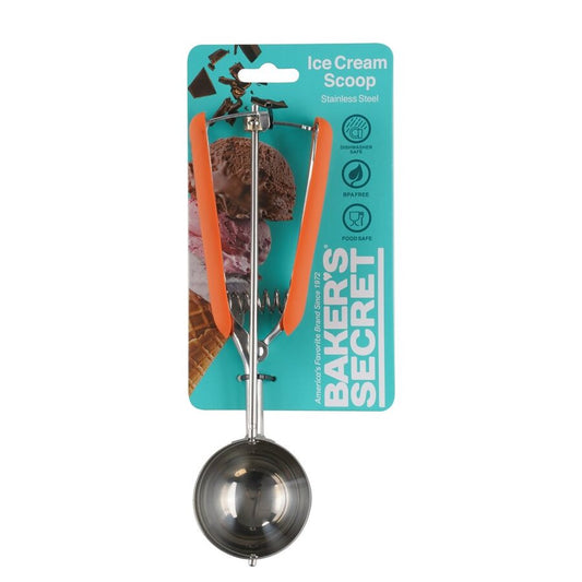 CUCHARA HELADO ACERO INOX. D6x23CM GRIS/ROJO
