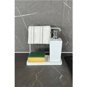 DISPENSADOR JABON C/PORTA TRAPO 9X7.5X20CM BLANCO