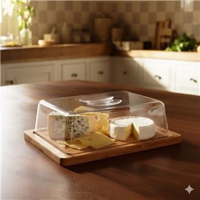 QUESERA MADERA BAMBOO C/ACRILICO 25x19x7.5CM NATU