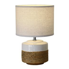 LAMPARA DE MESA CERAMICA D20x31CM SISAL CAMEL/BCO