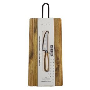 SET TABLA MADERA + CUCHILLO DE QUESO 39x19x1.5CM
