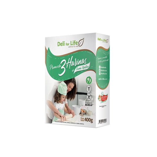Pre mezcla de 3 harinas + goma xantica 400g - Deli for life
